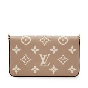 Louis Vuitton
Tourterelle and Crème Monogram Empreinte Pochette Félicie Gold Hardware, 2021